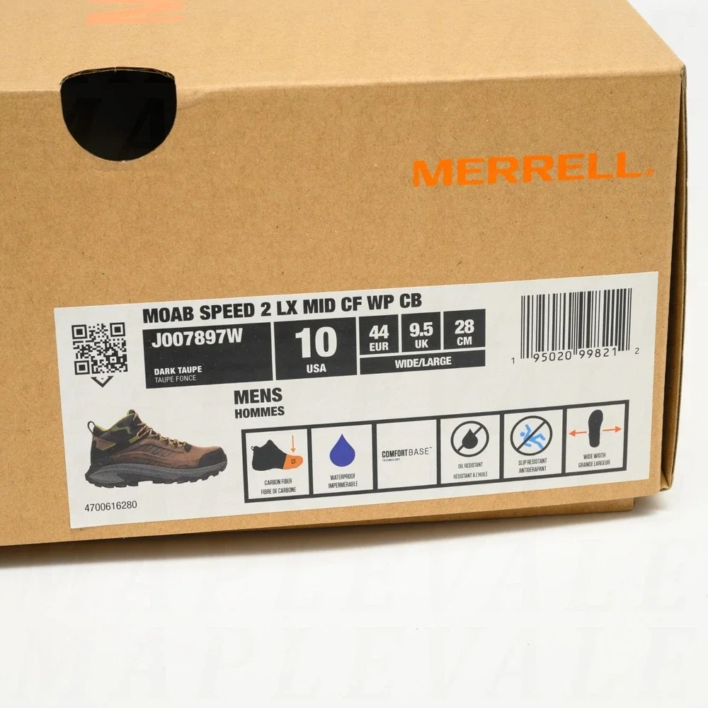 Merrell Moab Speed 2 LX Mid CF Men's Sz 10 Waterproof Work Boots Wide Dark Taupe